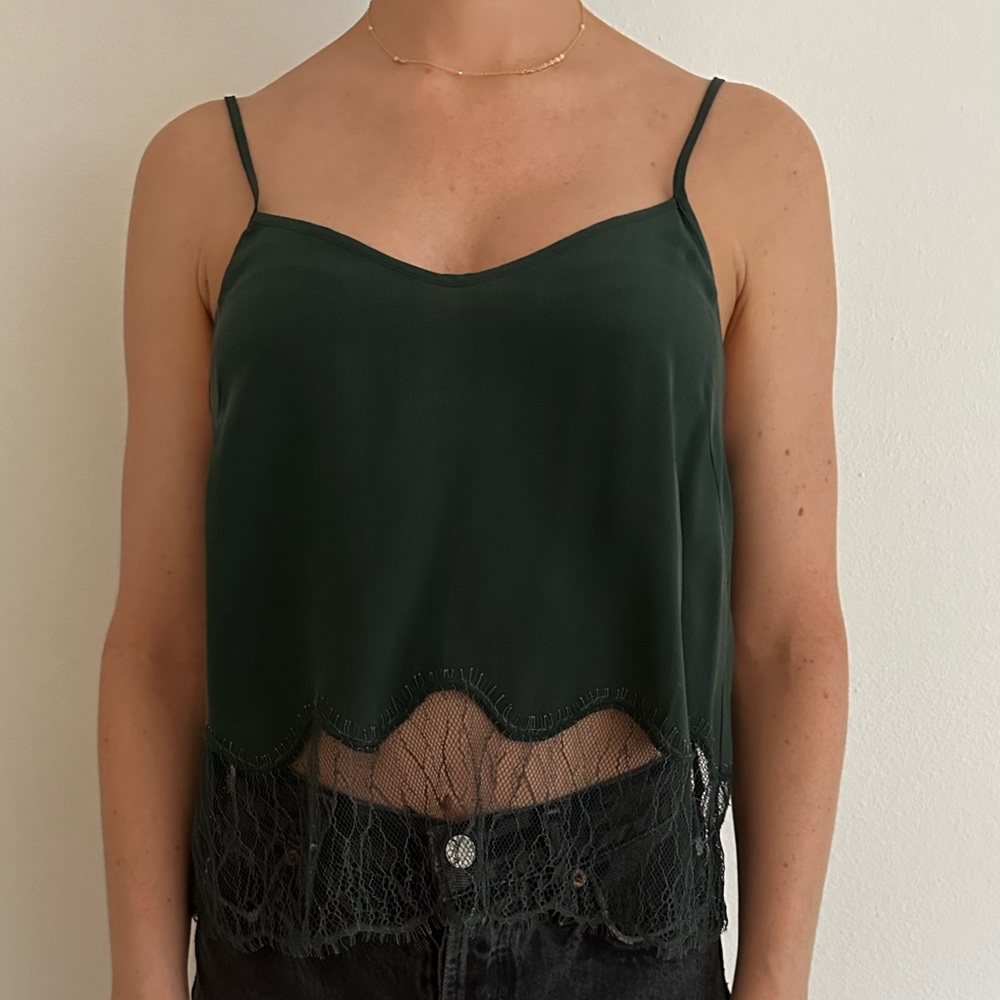 PREFECT CONDITION - Aritzia Deep Green 100% Silk Tank XS